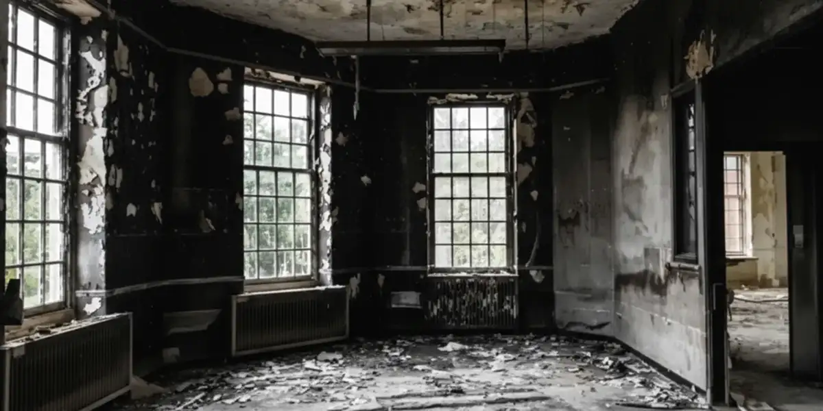 fire damage repair addressing severe interior damage and smoke residue inside a burned home in Cambridge, MA