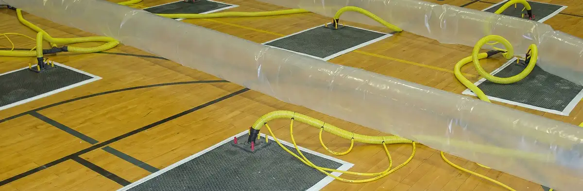 water clean up drying system set up to remove moisture and prevent further damage in Cambridge, MA